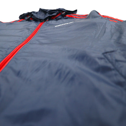 adidas originals 00年代 ナイロンジャケット ジャージ S ネイビー 3ストライプ フード収納式