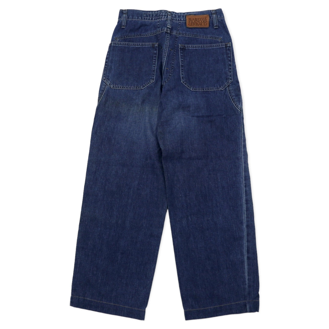 MARITHE FRANCOIS GIRBAUD Baggy Tapered Denim Pants S Blue Cotton Zipper Fly Made in Japan