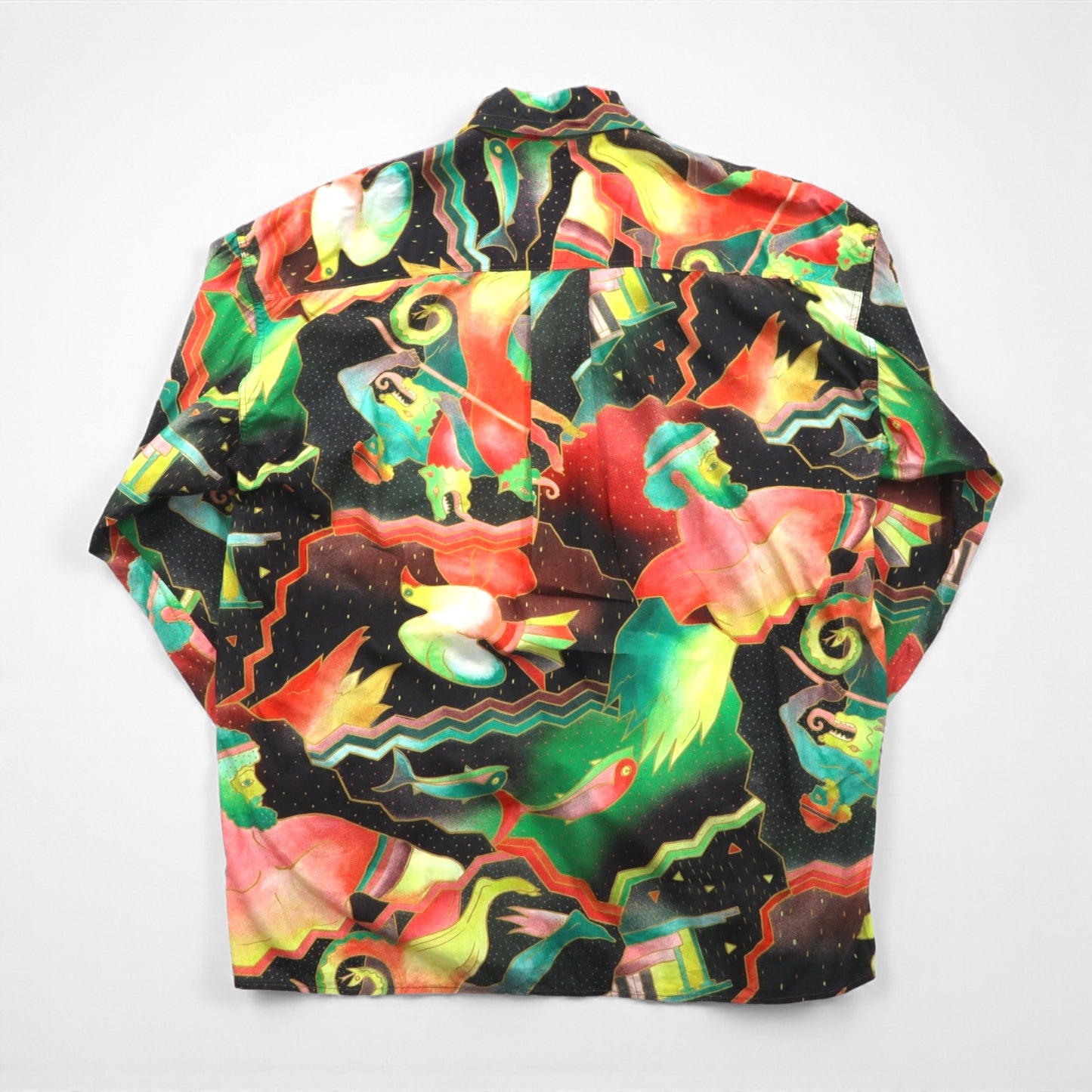 VERSACE 80年代 イタリア製 シャツ S マルチカラー 総柄 アート 比翼 VERSACE JEANS COUTURE