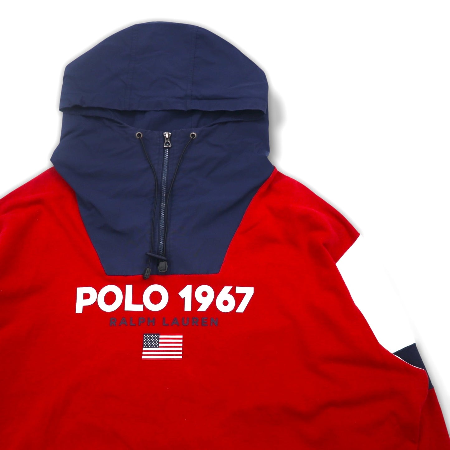 POLO RALPH LAUREN ハーフジップ アノラックパーカー XXL ネイビー レッド POLO 1967 ハイネック