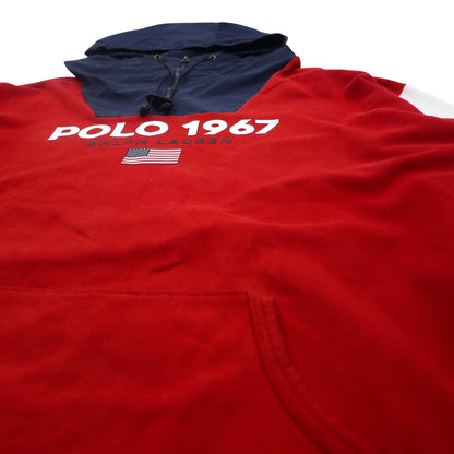 POLO RALPH LAUREN ハーフジップ アノラックパーカー XXL ネイビー レッド POLO 1967 ハイネック