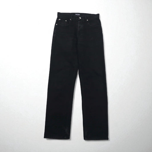 POLO JEANS CO. RALPH LAUREN 90年代 ストレート デニムパンツ M ブラック ボタンフライ レザーパッチ モロッコ製