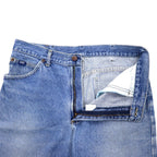 Lee 90s USA Made Denim Pants Size 34 Blue Cotton Leather Patch Zipper Fly 200-8989