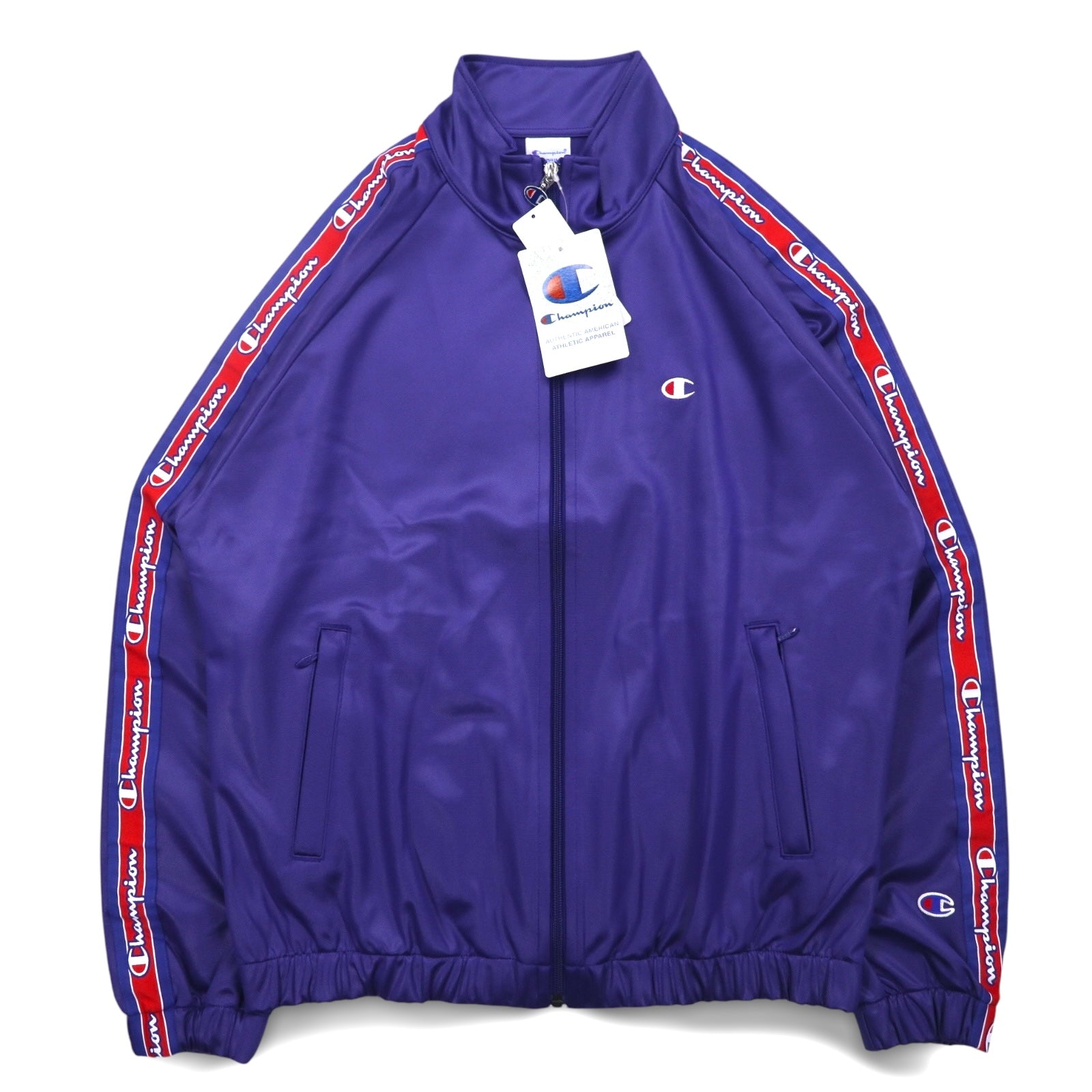 Champion Track Jacket Jersey M Violet Script Logo Jacquard Tape C3-Q601 Unused Item