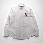 Ralph Lauren ビッグポニー 刺繍 オックスフォード ボタンダウン シャツ M ホワイト コットン ロゴ
