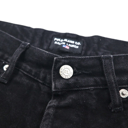 POLO JEANS CO. RALPH LAUREN 90s Straight Denim Pants, Size M, Black, Button Fly, Leather Patch, Made in Morocco