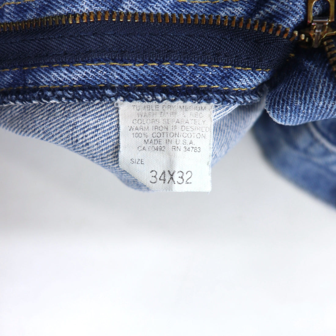 Lee 90s USA Made Denim Pants Size 34 Blue Cotton Leather Patch Zipper Fly 200-8989