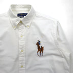 Ralph Lauren ビッグポニー 刺繍 オックスフォード ボタンダウン シャツ M ホワイト コットン ロゴ
