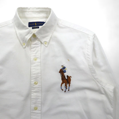 Ralph Lauren ビッグポニー 刺繍 オックスフォード ボタンダウン シャツ M ホワイト コットン ロゴ