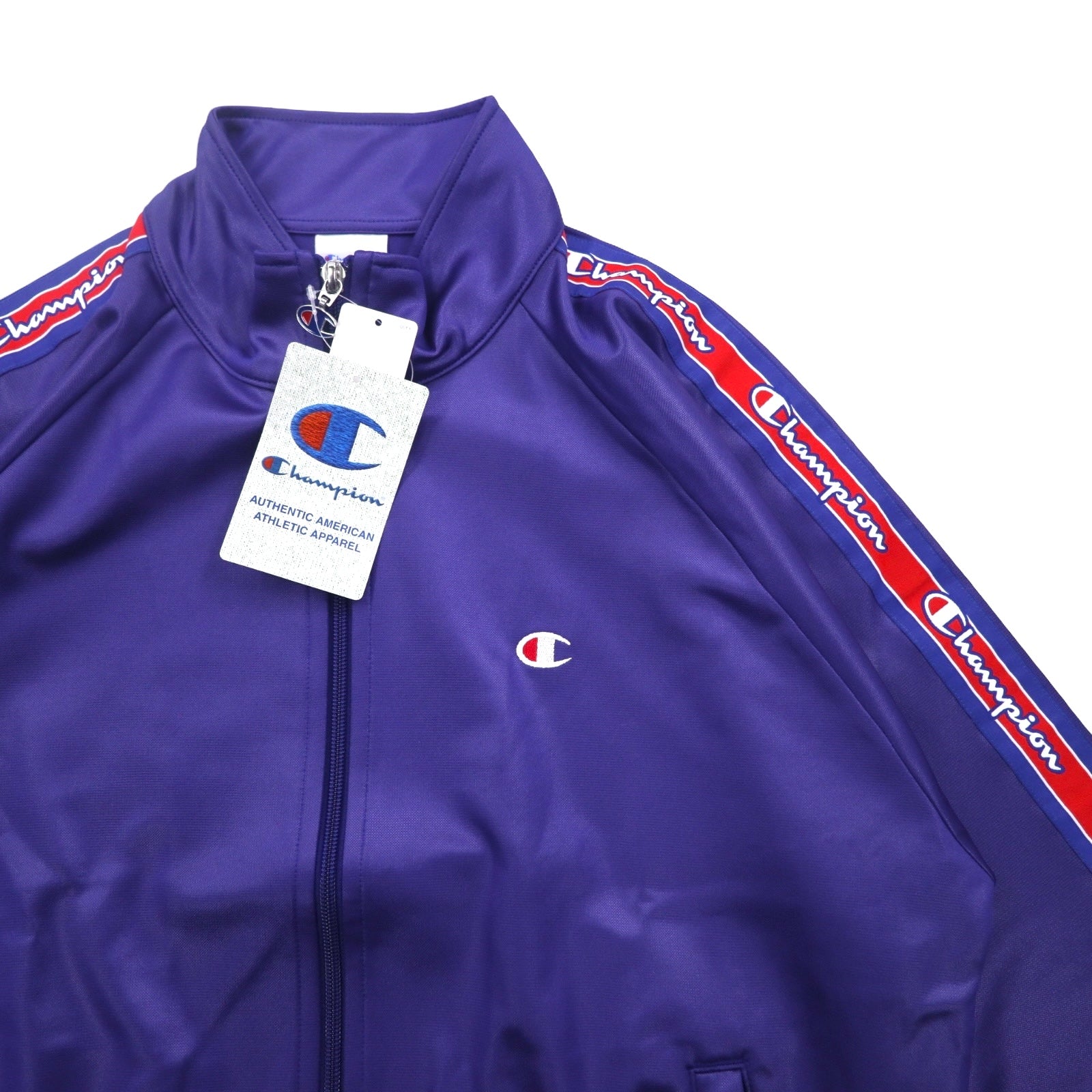 Champion Track Jacket Jersey M Violet Script Logo Jacquard Tape C3-Q601 Unused Item