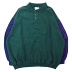 日本然リトテ-古着オンライン-Fidelity Investments カナダ製 ポロスウェット シャツ XL グリーン コットン キャンバス 袖刺繍 ビッグサイズ-Fidelity Investments Canada MADE Polo Sweatshirt Shirt XL Green Cotton Canvas Sleeve Embroidery Big Size