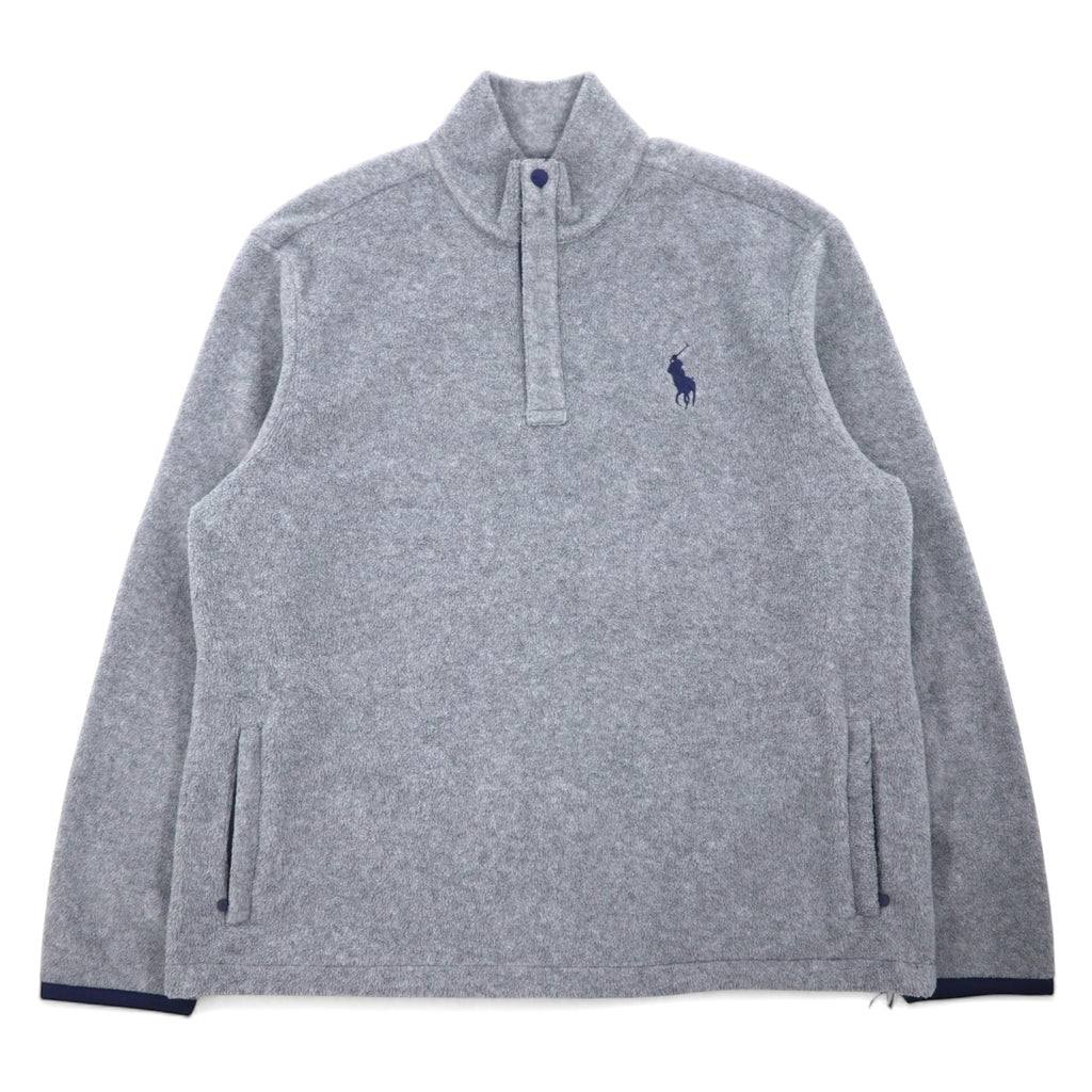 日本然リトテ-古着オンライン-POLO GOLF RALPH LAUREN 90年代 ハーフスナップ フリースジャケット XL グレー ポリエステル ドローコード-POLO GOLF RALPH LAUREN 90's Half Snap Fleece Jacket XL Gray Polyester Drawcord