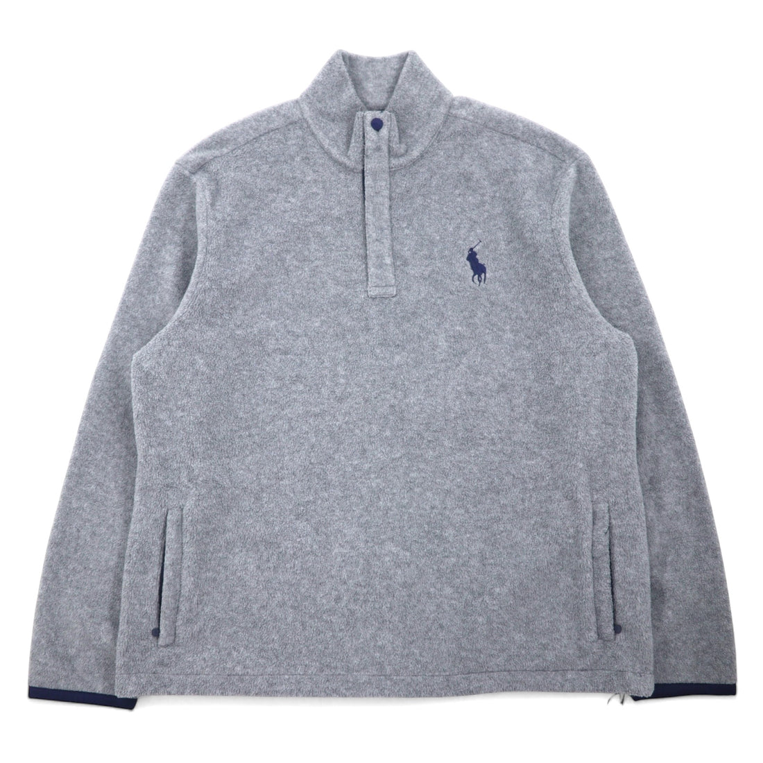 日本然リトテ-古着オンライン-POLO GOLF RALPH LAUREN 90年代 ハーフスナップ フリースジャケット XL グレー ポリエステル ドローコード-POLO GOLF RALPH LAUREN 90's Half Snap Fleece Jacket XL Gray Polyester Drawcord