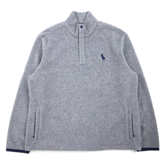 POLO GOLF RALPH LAUREN 90年代 ハーフスナップ フリースジャケット XL グレー ポリエステル ドローコード