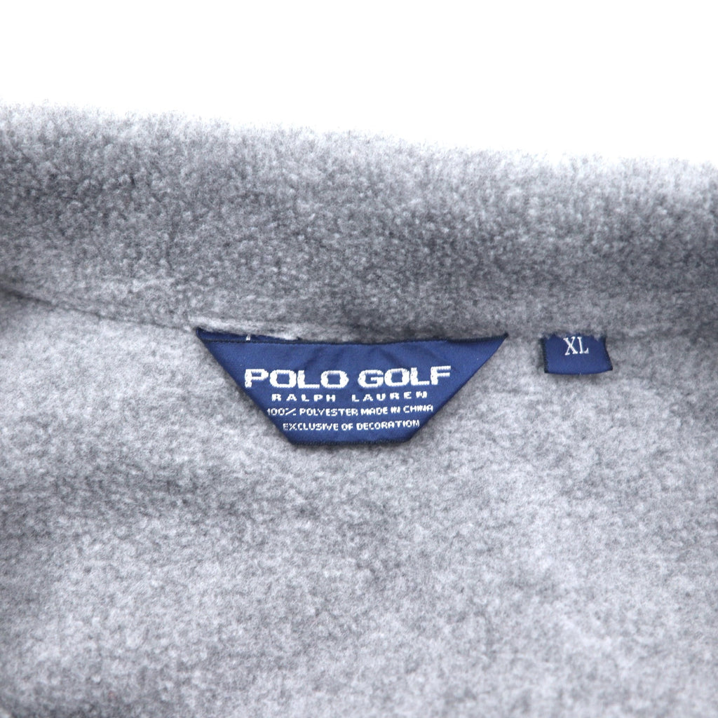 POLO GOLF RALPH LAUREN 90年代 ハーフスナップ フリースジャケット XL グレー ポリエステル ドローコード