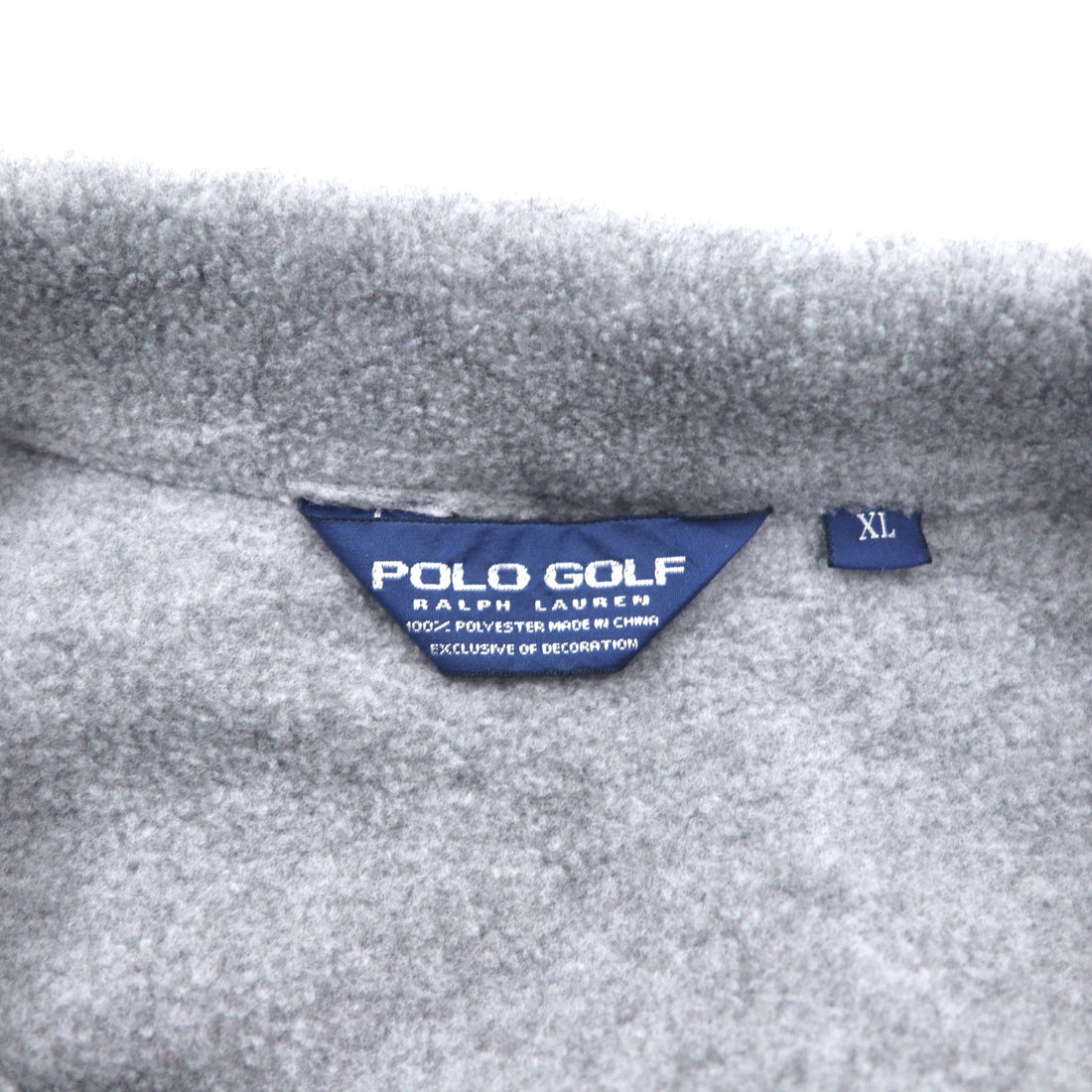 POLO GOLF RALPH LAUREN 90年代 ハーフスナップ フリースジャケット XL グレー ポリエステル ドローコード