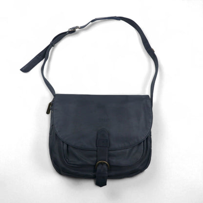 BREE クロスショルダーバッグ ネイビー スムースレザー フラップ