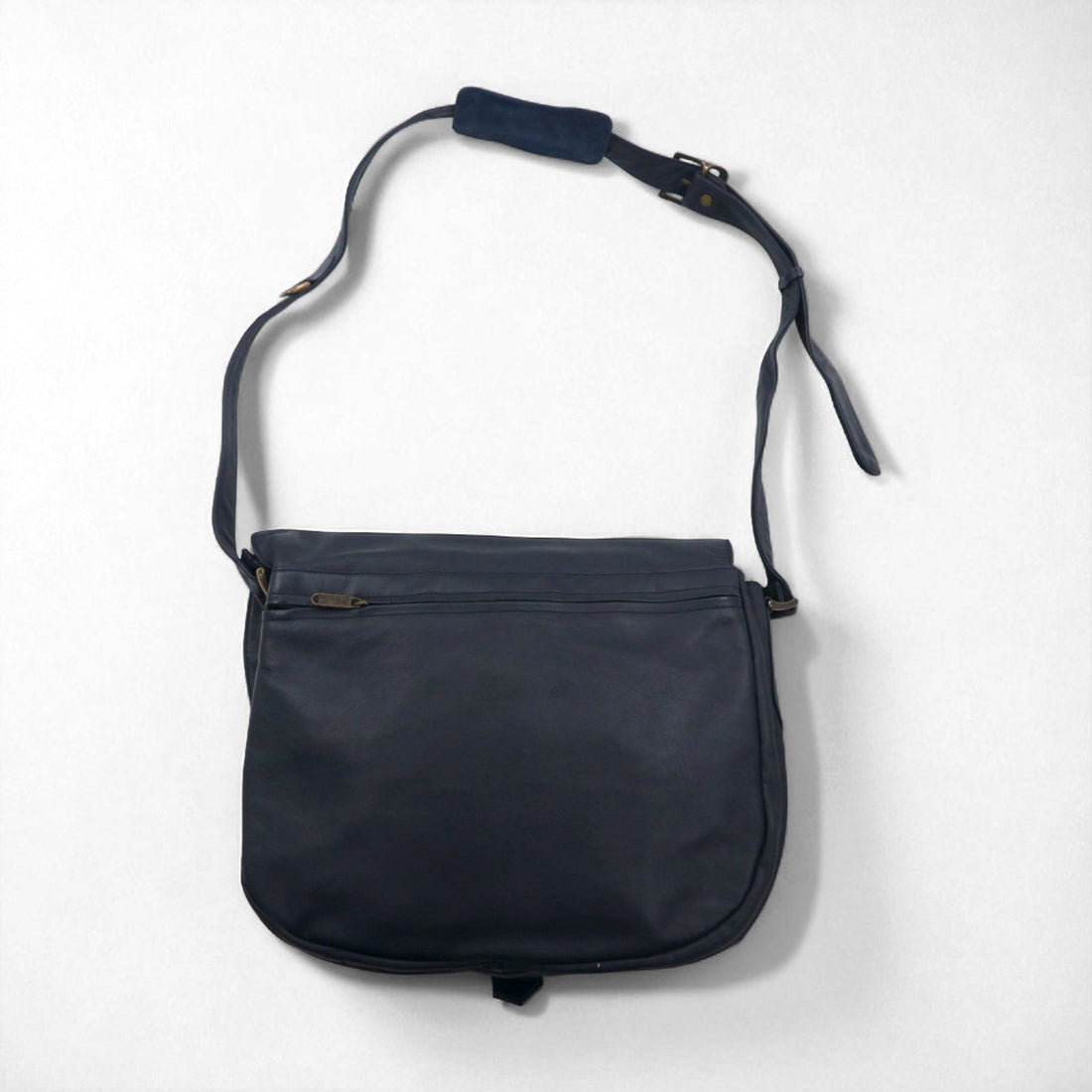 BREE cross shoulder bag in navy smooth leather with flap