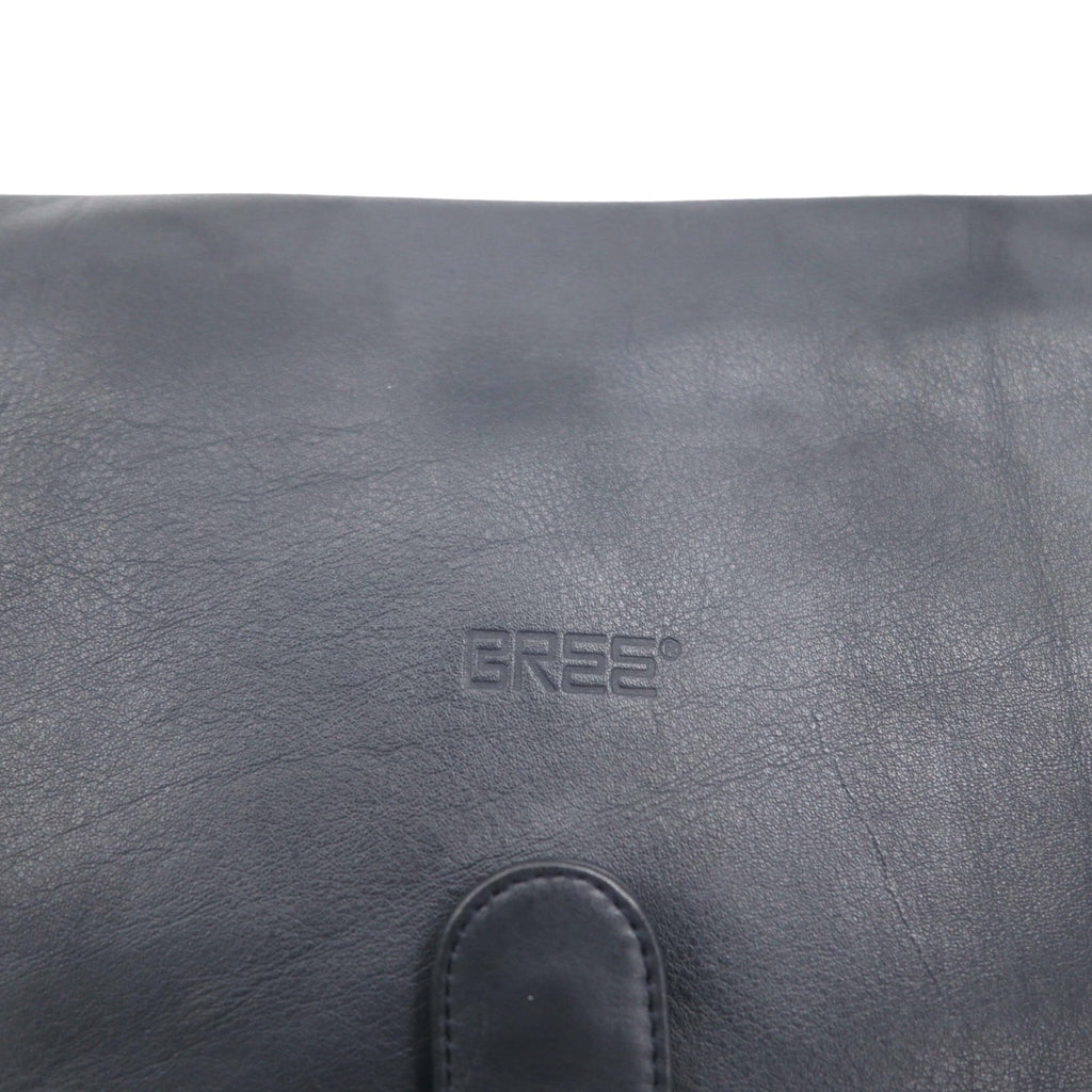 BREE クロスショルダーバッグ ネイビー スムースレザー フラップ