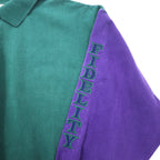 Fidelity Investments カナダ製 ポロスウェット シャツ XL グリーン コットン キャンバス 袖刺繍 ビッグサイズ
