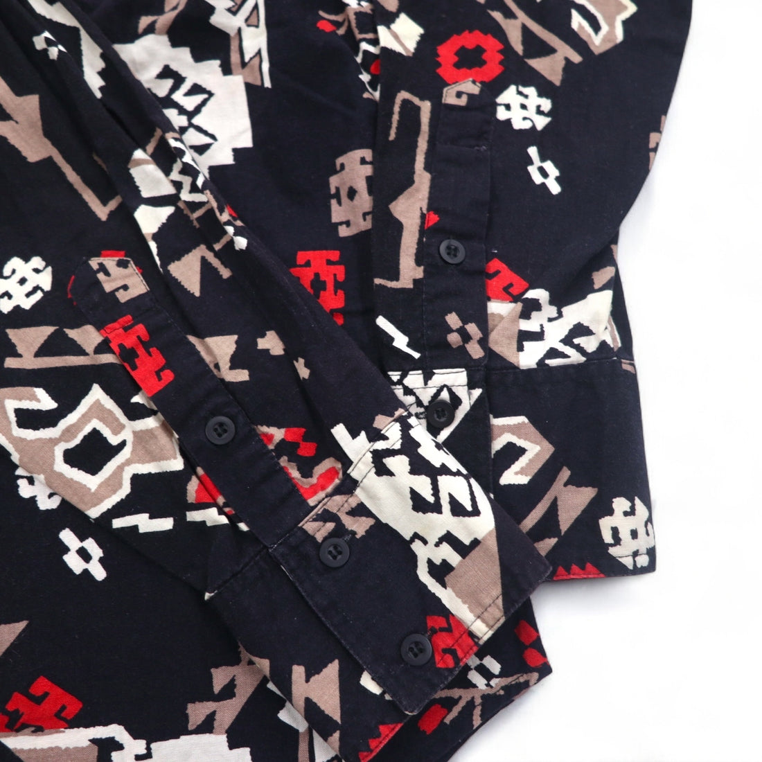 Wrangler 90s Native American Print Western Shirt, Large, Black, Cotton, Flap Chest Pocket