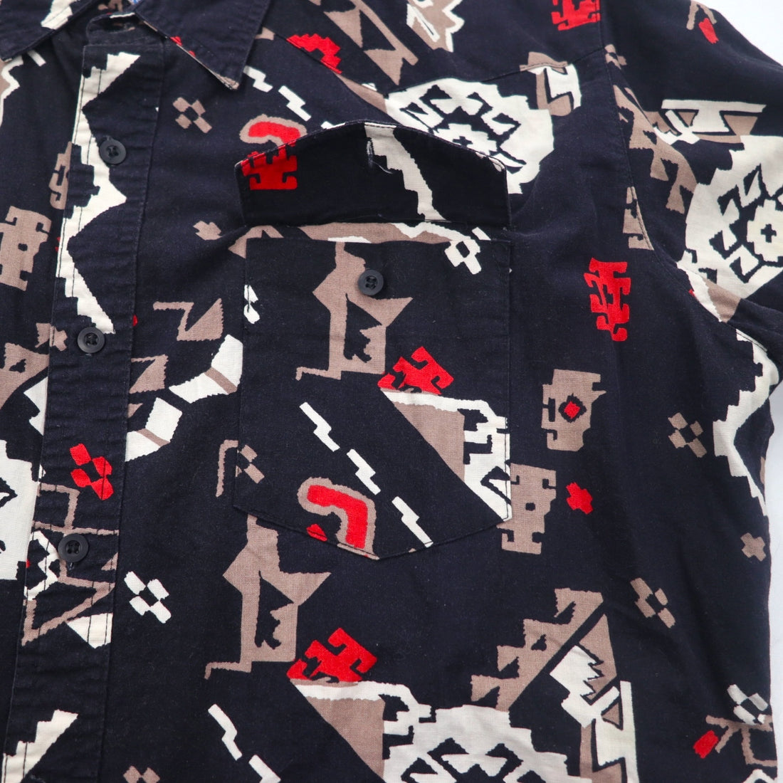 Wrangler 90s Native American Print Western Shirt, Large, Black, Cotton, Flap Chest Pocket