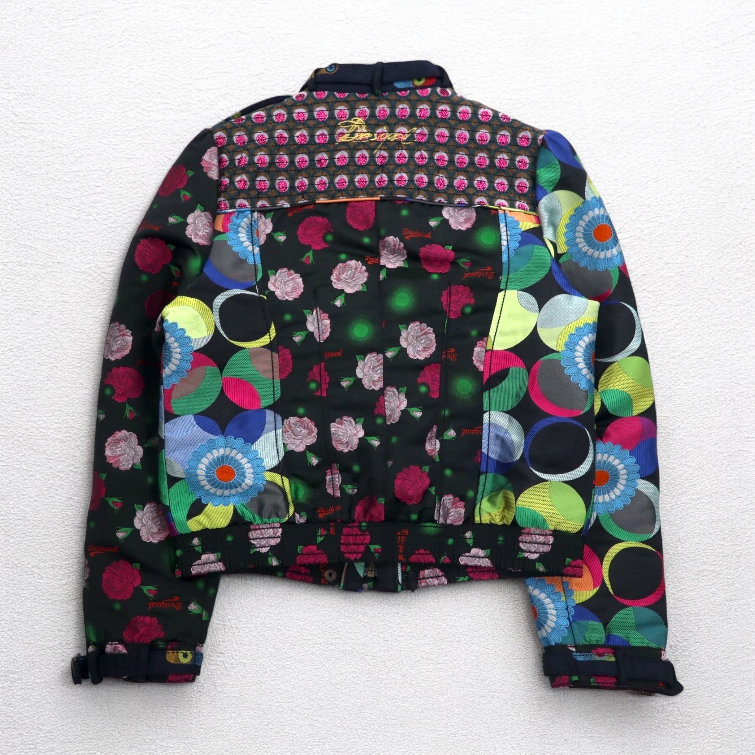 Desigual All-over Print Single Rider Jacket M Black Floral Embroidery DAMEN JACKET 10E2980 Made in Morocco