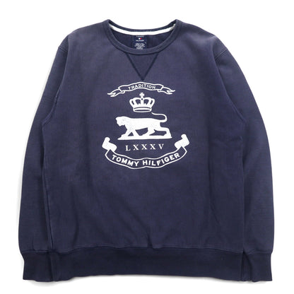 TOMMY HILFIGER 90年代 前V スウェット M ネイビー プリント コットン 日本製