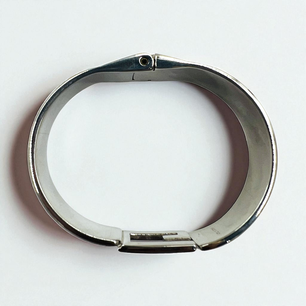 GUCCI Lizard Leather G Logo Bracelet Bangle Blue Silver Made in Italy