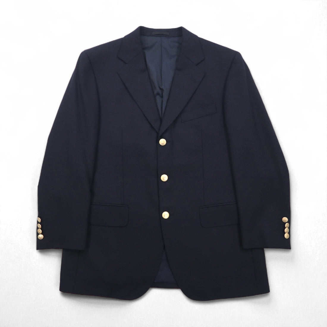 BURBERRY Cashmere Blend 3B Tailored Jacket Blazer, Navy Blue, Size S, Wool, Gold Buttons, Made in Japan