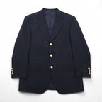 BURBERRY Cashmere Blend 3B Tailored Jacket Blazer, Navy Blue, Size S, Wool, Gold Buttons, Made in Japan