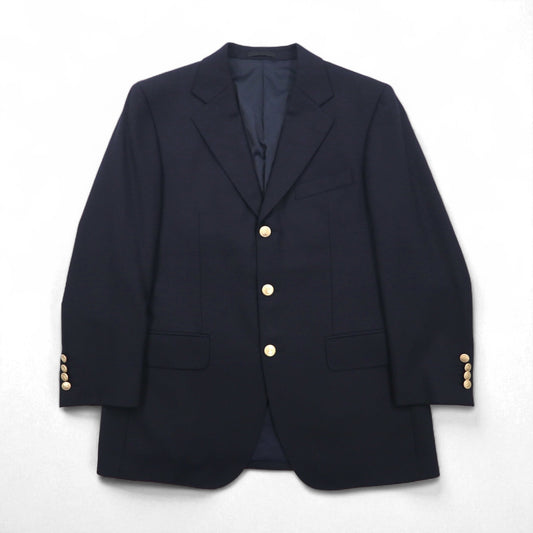 BURBERRY カシミヤ混 3B テーラードジャケット ブレザー 紺ブレ S ネイビー ウール 羊毛 金ボタン 日本製