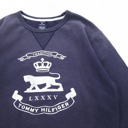 TOMMY HILFIGER 90年代 前V スウェット M ネイビー プリント コットン 日本製