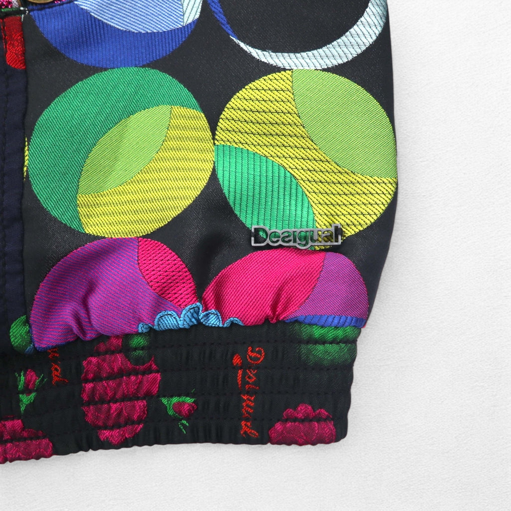 Desigual All-over Print Single Rider Jacket M Black Floral Embroidery DAMEN JACKET 10E2980 Made in Morocco