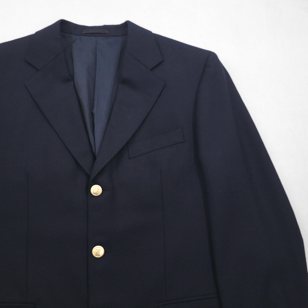 BURBERRY Cashmere Blend 3B Tailored Jacket Blazer, Navy Blue, Size S, Wool, Gold Buttons, Made in Japan