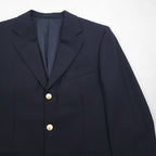 BURBERRY Cashmere Blend 3B Tailored Jacket Blazer, Navy Blue, Size S, Wool, Gold Buttons, Made in Japan