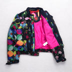 Desigual All-over Print Single Rider Jacket M Black Floral Embroidery DAMEN JACKET 10E2980 Made in Morocco