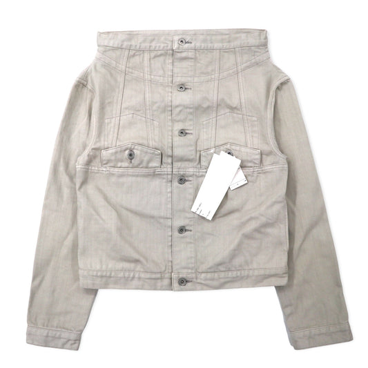 日本然リトテ-古着オンライン-ANNE VALERIE HASH 変形 デニムジャケット S アイボリー コットン 日本製-ANNE VALERIE HASH Deformed Denim Jacket S Ivory Cotton Japan Made