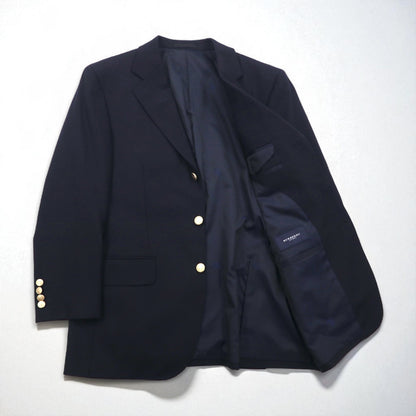 BURBERRY カシミヤ混 3B テーラードジャケット ブレザー 紺ブレ S ネイビー ウール 羊毛 金ボタン 日本製