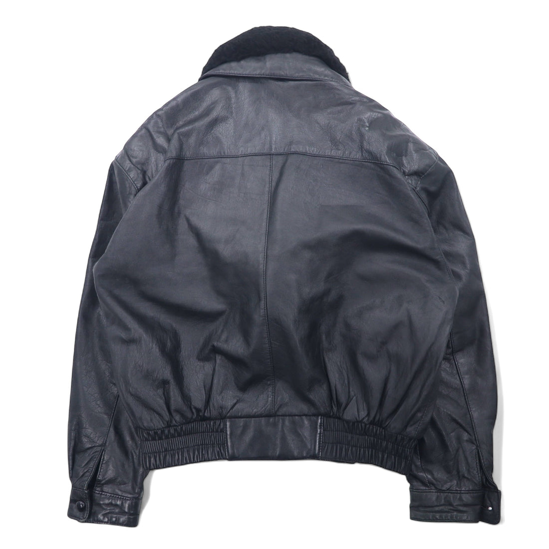 90s Vallemosso Shawl Collar Double-breasted Shearling Jacket L Black Sheepskin Lambskin Quilted Liner Detachable Collar