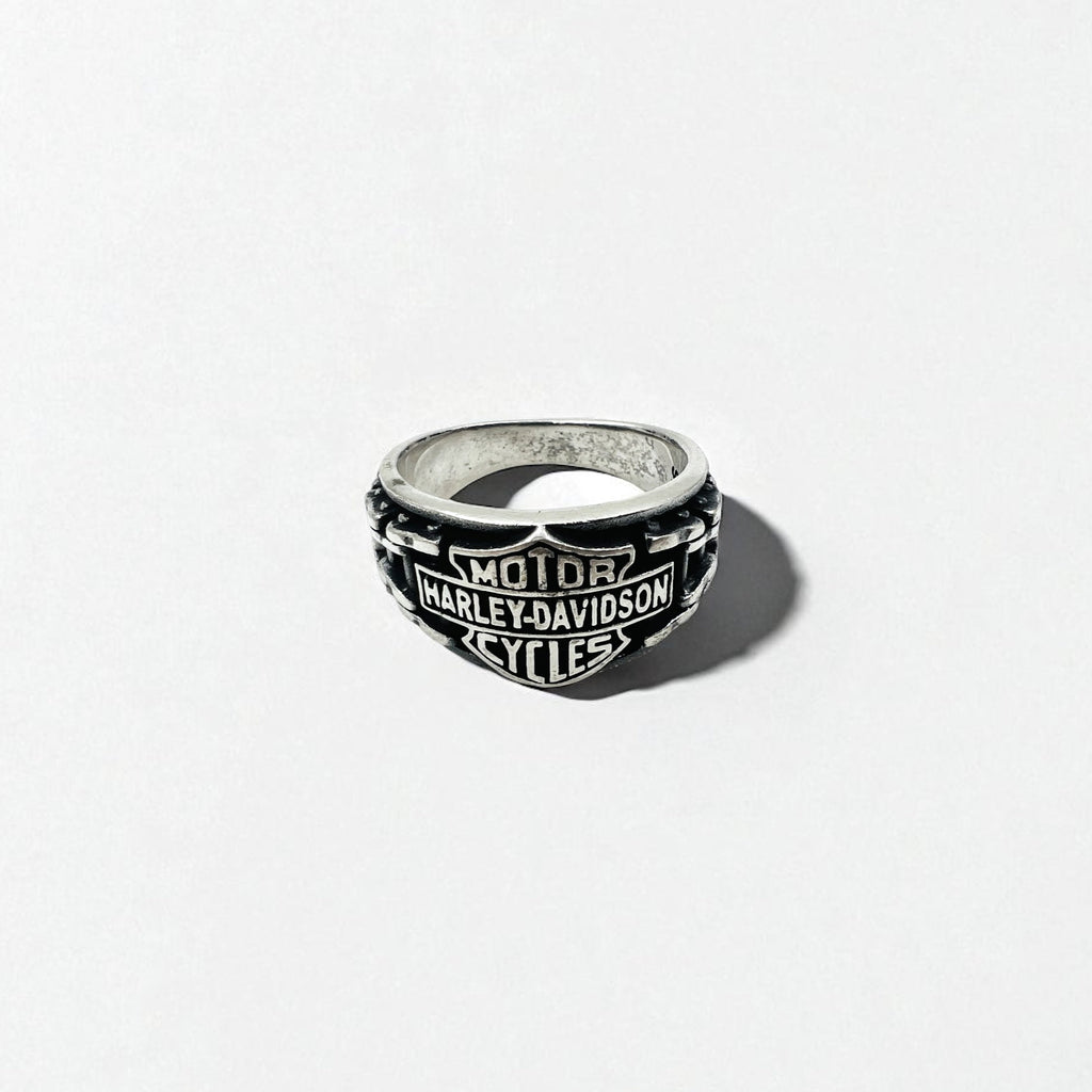 HARLEY DAVIDSON Vintage Logo Ring, Size 25, Silver 925