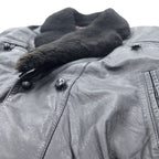 90s Vallemosso Shawl Collar Double-breasted Shearling Jacket L Black Sheepskin Lambskin Quilted Liner Detachable Collar