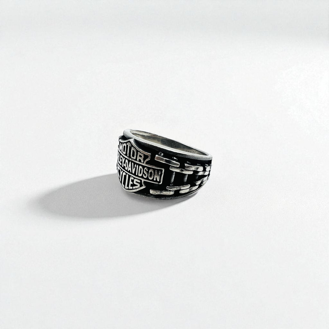 HARLEY DAVIDSON Vintage Logo Ring, Size 25, Silver 925