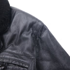 90s Vallemosso Shawl Collar Double-breasted Shearling Jacket L Black Sheepskin Lambskin Quilted Liner Detachable Collar