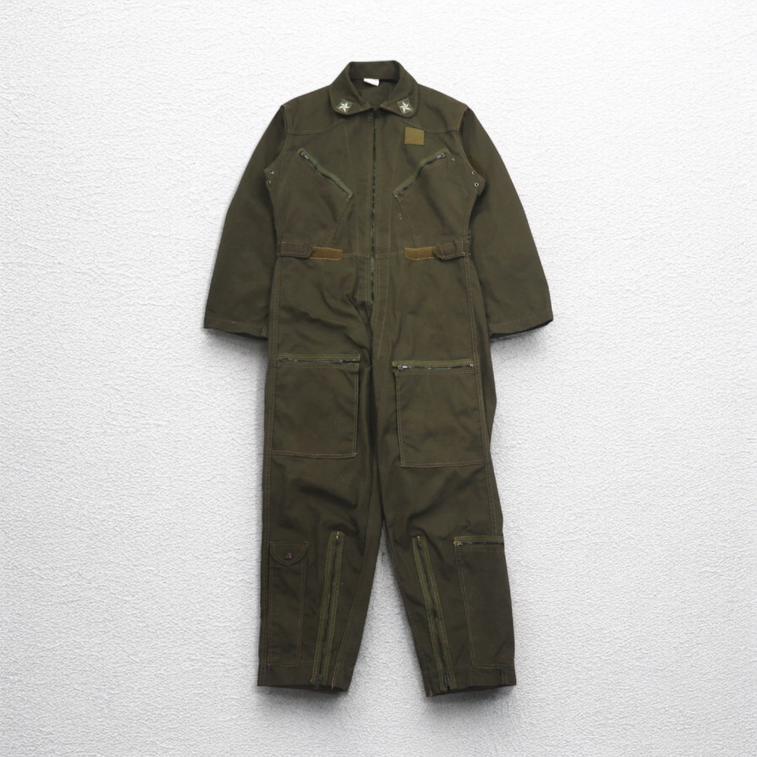 イタリア軍 MILITARE フライト ジャンプスーツ ツナギ オールインワン M カーキ コットン ミリタリー