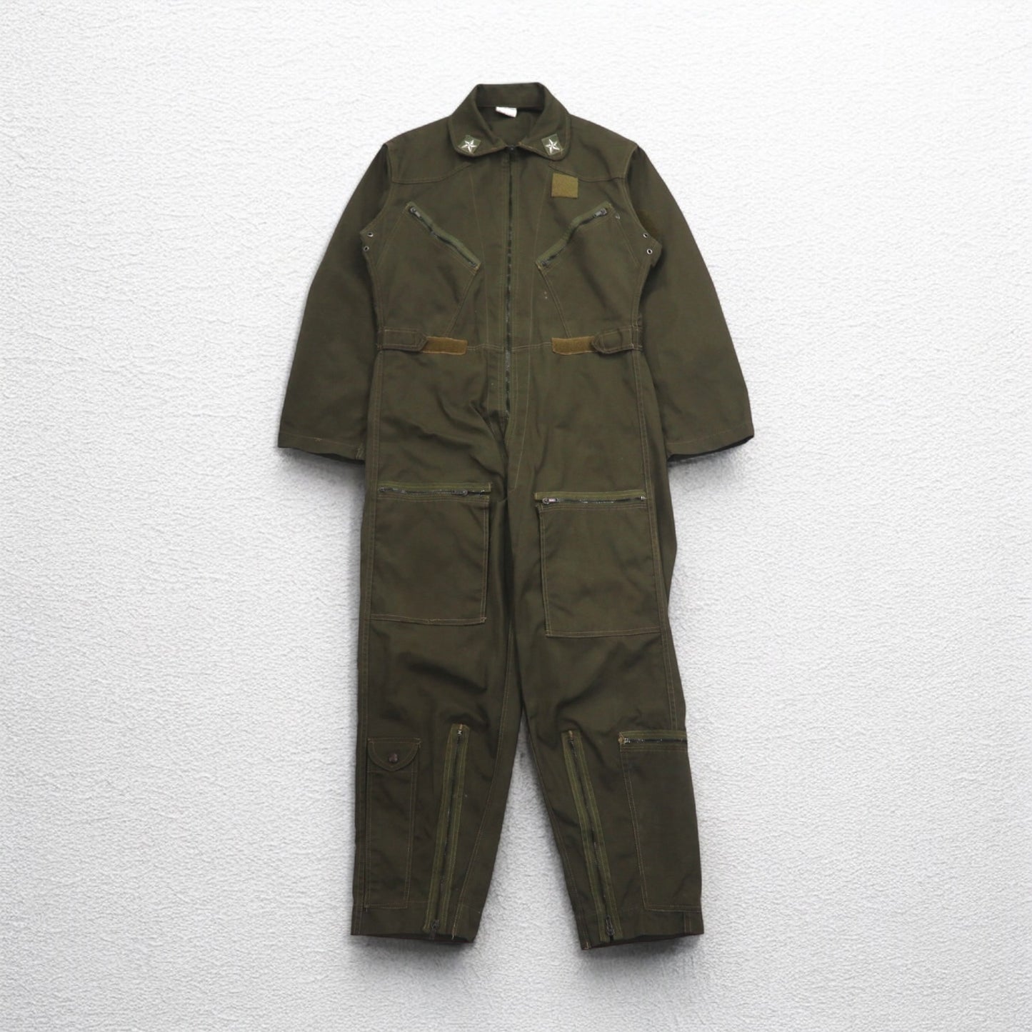 イタリア軍 MILITARE フライト ジャンプスーツ ツナギ オールインワン M カーキ コットン ミリタリー