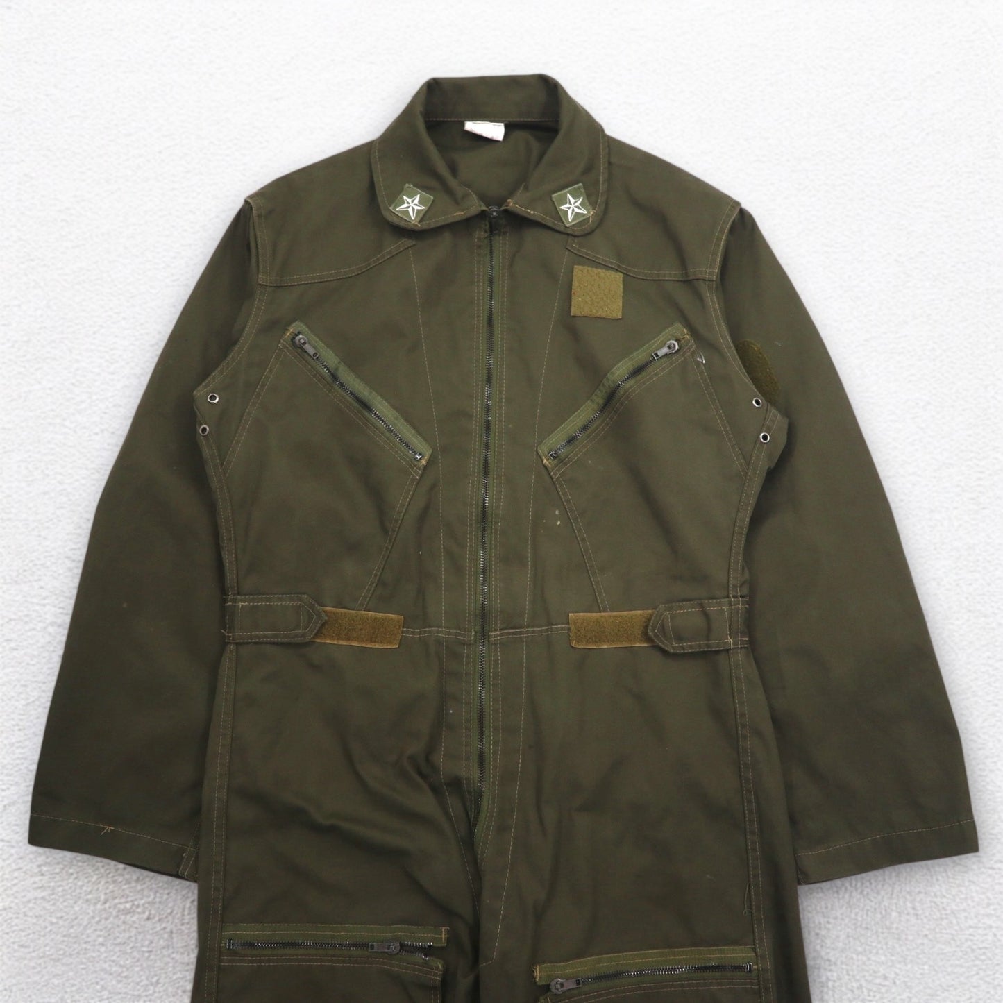 イタリア軍 MILITARE フライト ジャンプスーツ ツナギ オールインワン M カーキ コットン ミリタリー
