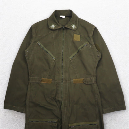 イタリア軍 MILITARE フライト ジャンプスーツ ツナギ オールインワン M カーキ コットン ミリタリー
