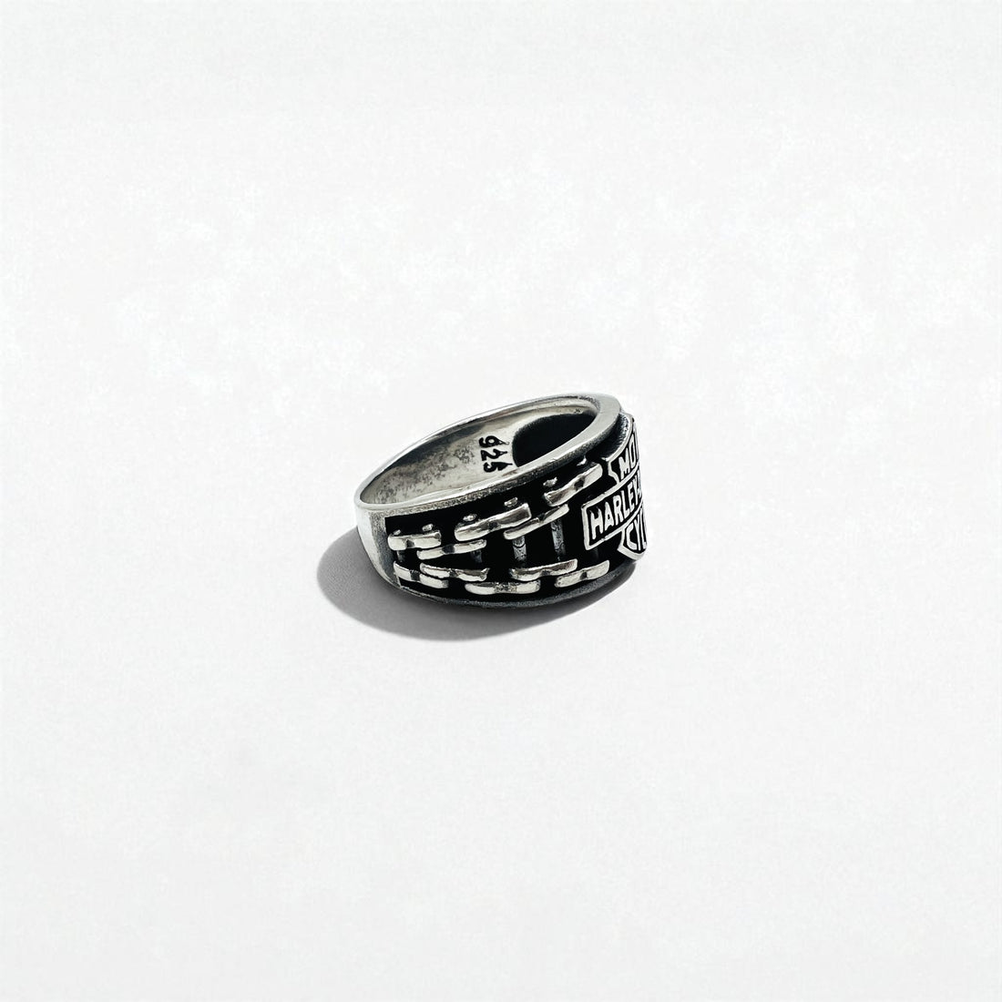 HARLEY DAVIDSON Vintage Logo Ring, Size 25, Silver 925