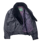90s Vallemosso Shawl Collar Double-breasted Shearling Jacket L Black Sheepskin Lambskin Quilted Liner Detachable Collar